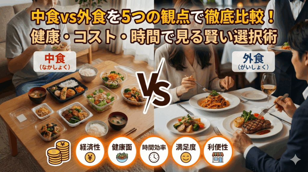 中食vs外食を5つの観点で徹底比較！健康・コスト・時間で見る賢い選択術