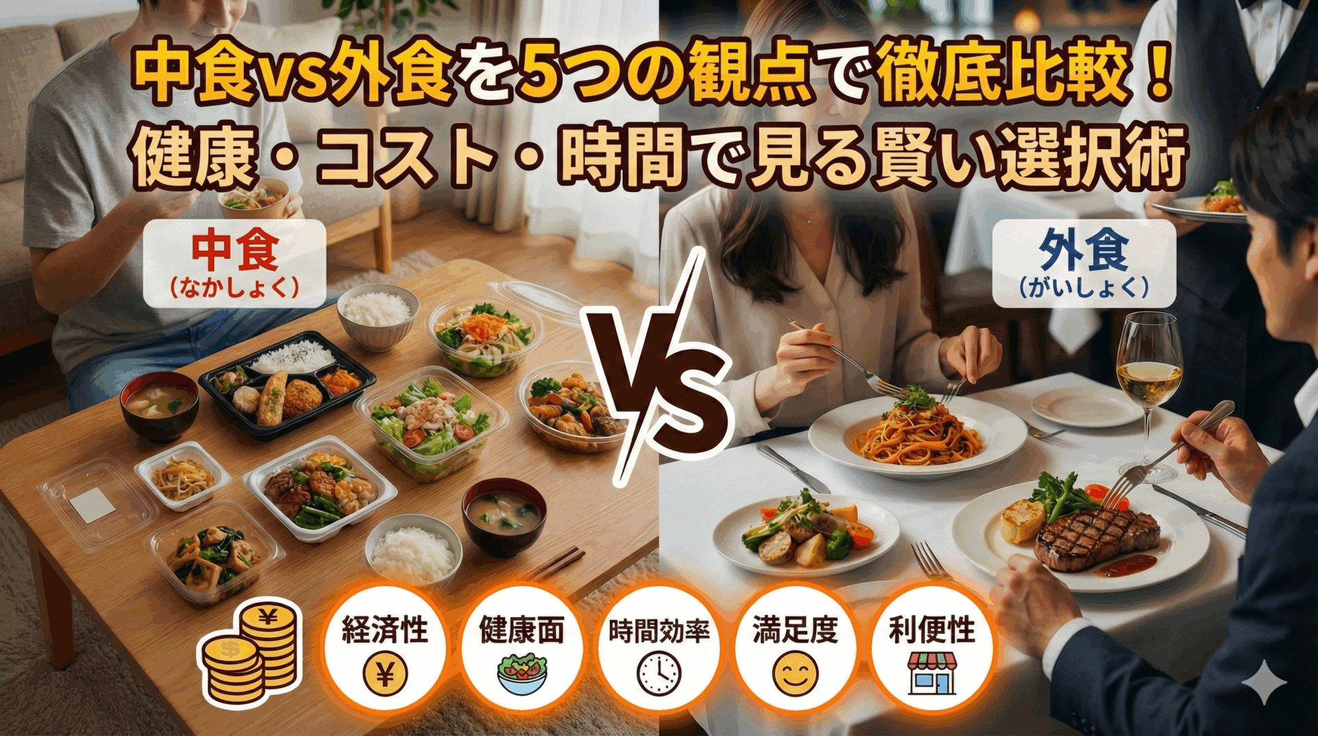 中食vs外食を5つの観点で徹底比較！健康・コスト・時間で見る賢い選択術