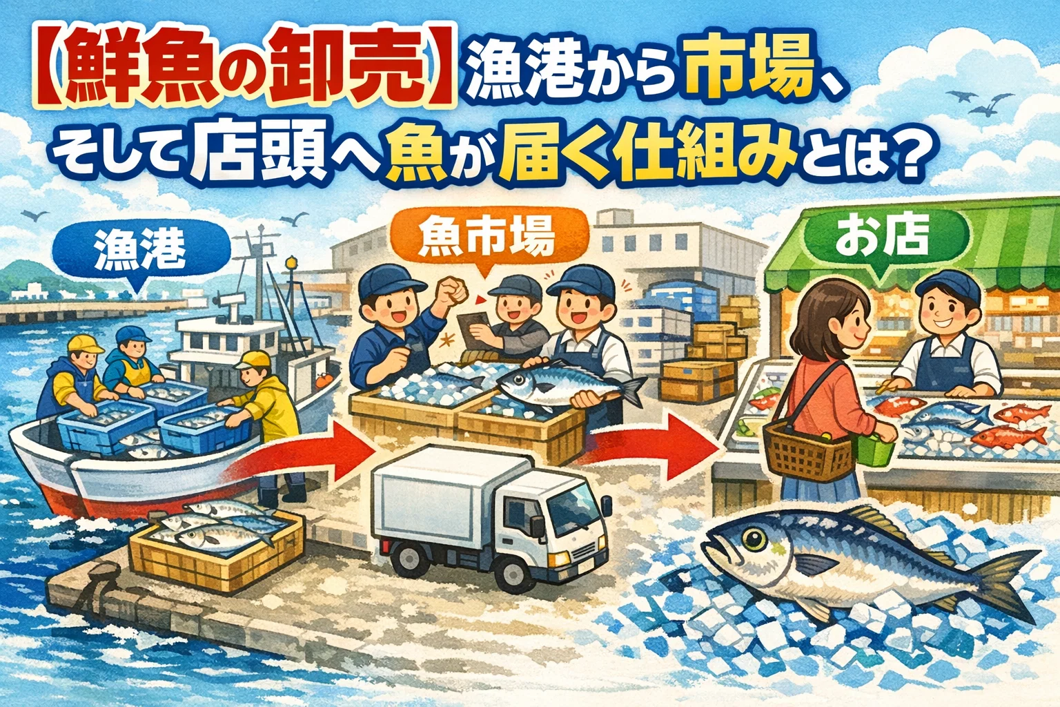 【鮮魚の卸売】漁港から市場、そして店頭へ魚が届く仕組みとは？