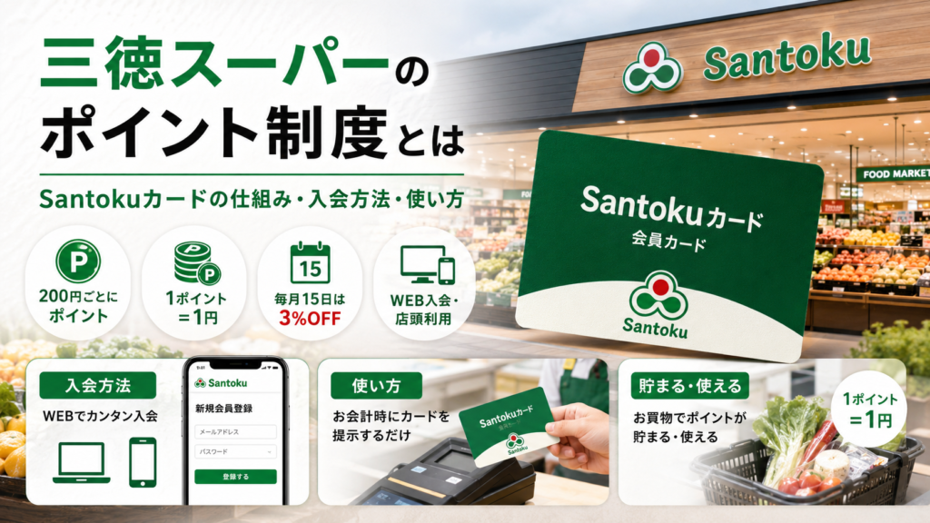 三徳スーパーのポイント制度とは｜Santokuカードの仕組み・入会方法・使い方