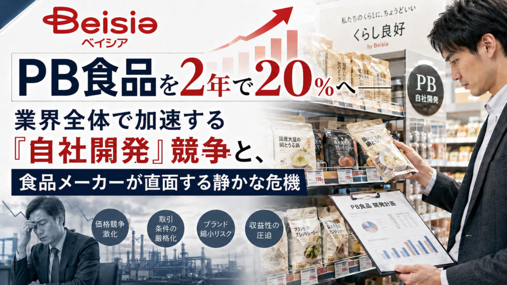 ベイシアがPB食品を2年で20%へ──業界全体で加速する「自社開発」競争と、食品メーカーが直面する静かな危機